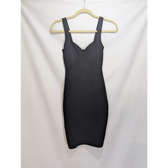 Guess Black Bandage Bodycon Dress XS Stretch Knit Sweetheart Neckline - Picture 1 of 7